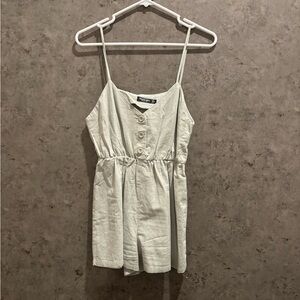 Nasty Gal Cream Button-Front Romper